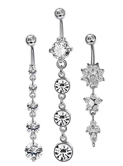 Belly button piercing with zircon, Amazon