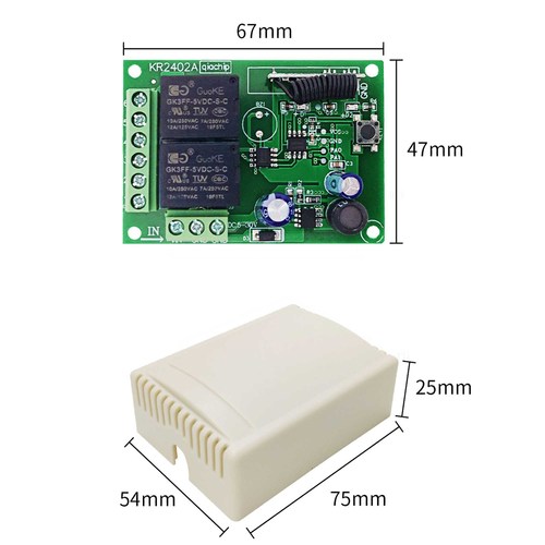 Wide voltage DC6V-24V 2-way wireless remote control switch module DC motor control board receiver KR2402