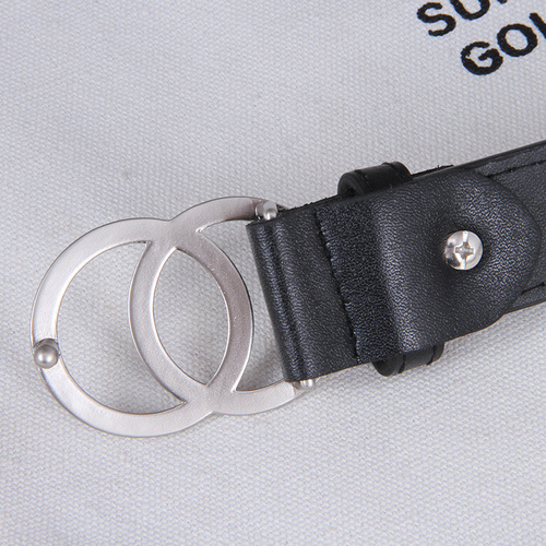 Belt for women with double round buckle for youth, simple and versatile, black Korean student denim belt, trendy fashionable personalized trouser belt