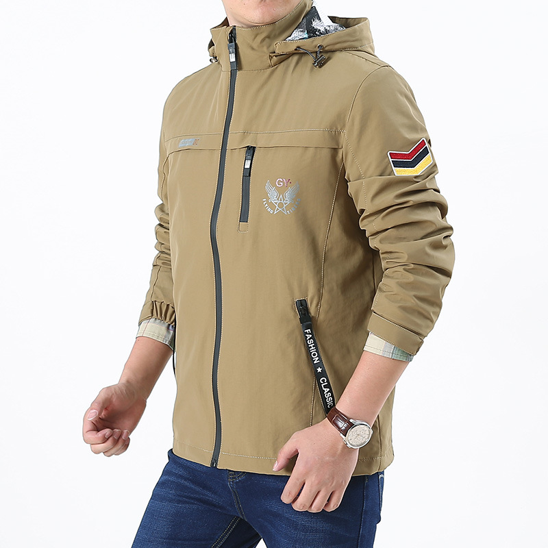 2019 nueva chaqueta casual transfronteriza para hombres chaqueta de primavera y otoño suelta con capucha cazadora para hombres talla grande superior casual