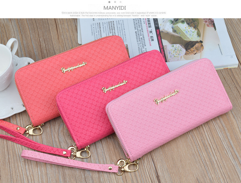 Square Shape Women's Solid Color Pu Leather Zipper Wallets