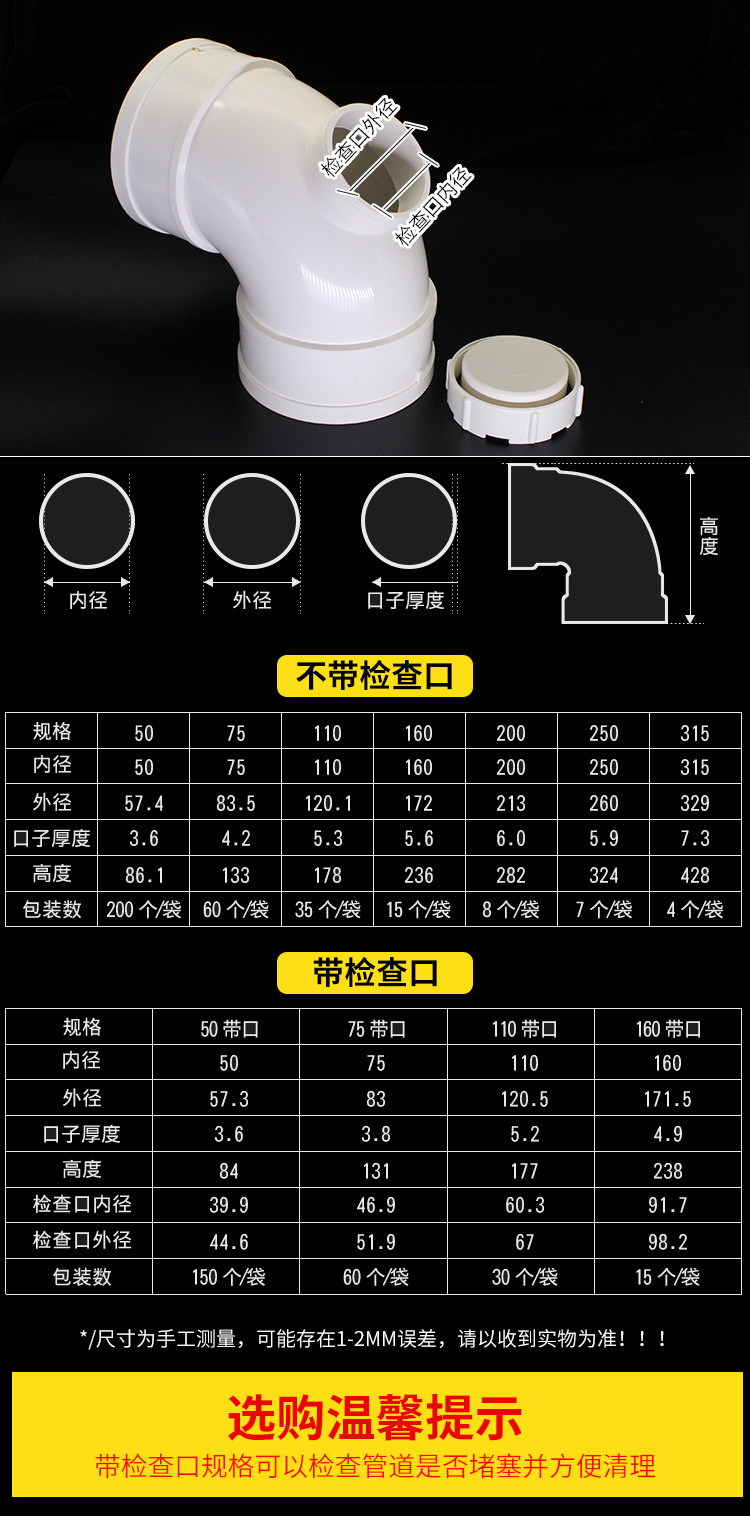 PVC弯头排水管90度直角弯下水管门弯配件5075110160200250耐腐蚀-阿里巴巴