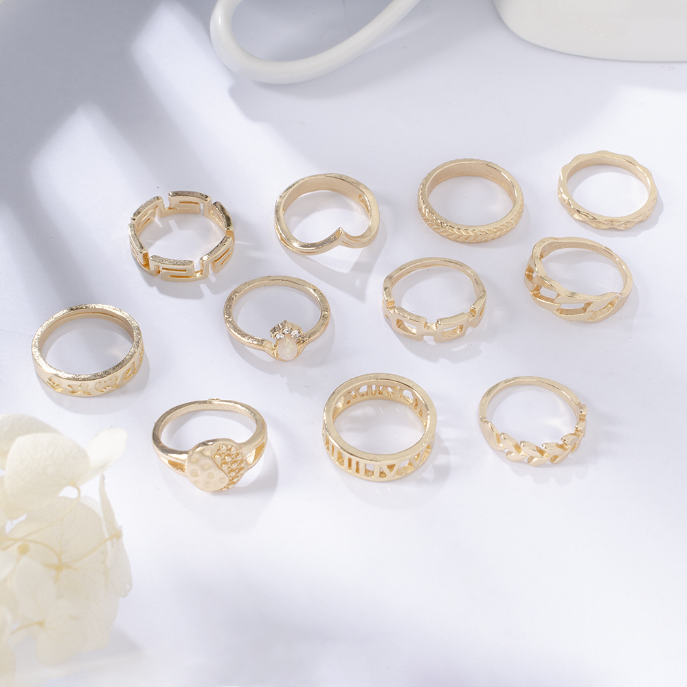 New Roman Numerals Geometric Minimalist Ring Hot Selling Imitation Opal Diamond Ring display picture 5