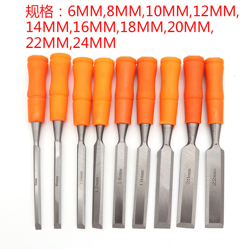 Mango de plástico naranja para trabajar la madera cincel de carpintería de acero de alto carbono K-L1 oblicuo cincel plano cuchillo para trabajar la madera