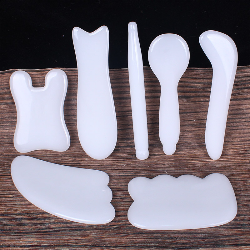 高仿新疆白玉东陵玉石刮痧板拨筋棒面部脸部疏通经络美容按摩棒|ms