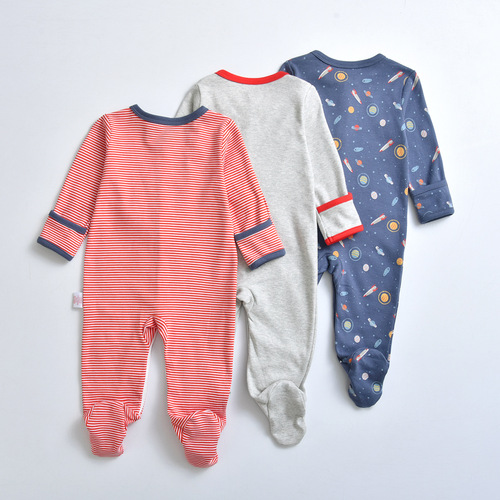 Foreign trade ins aliexpress wish three-piece set of cotton foot-wrapped baby rompers, newborn long-sleeved jumpsuit