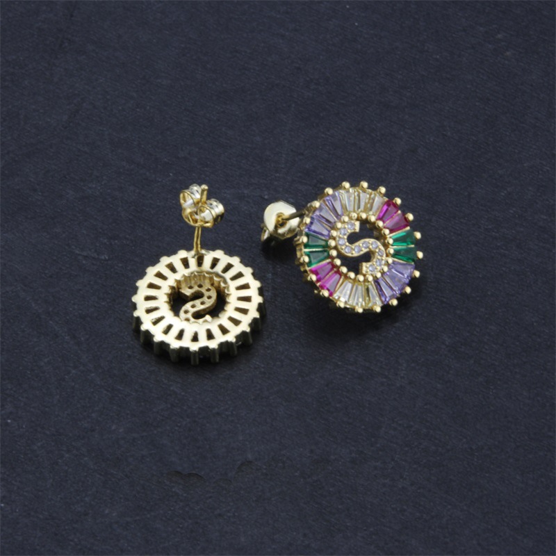 Simple Style Style Copper Plated Gold Colored Zircon Small Letter Earrings Fashion Earrings Wholesales Fashion