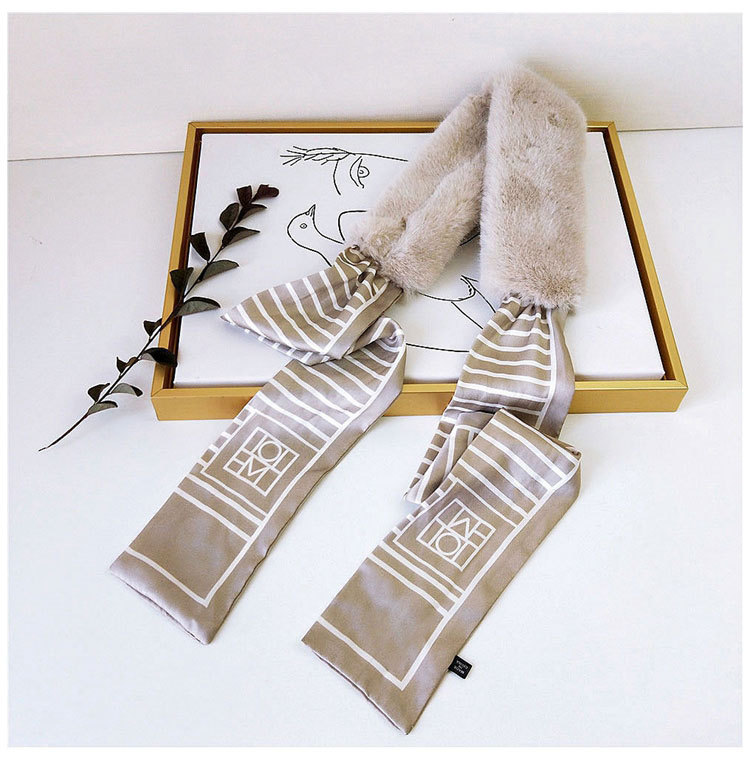 New Striped Letter Scarf Female Autumn And Winter Warm Plush Bib display picture 7