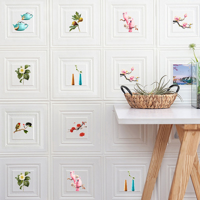 3d立体墙贴北欧风墙纸自粘客厅背景墙面卧室温馨装饰喷绘泡沫壁纸