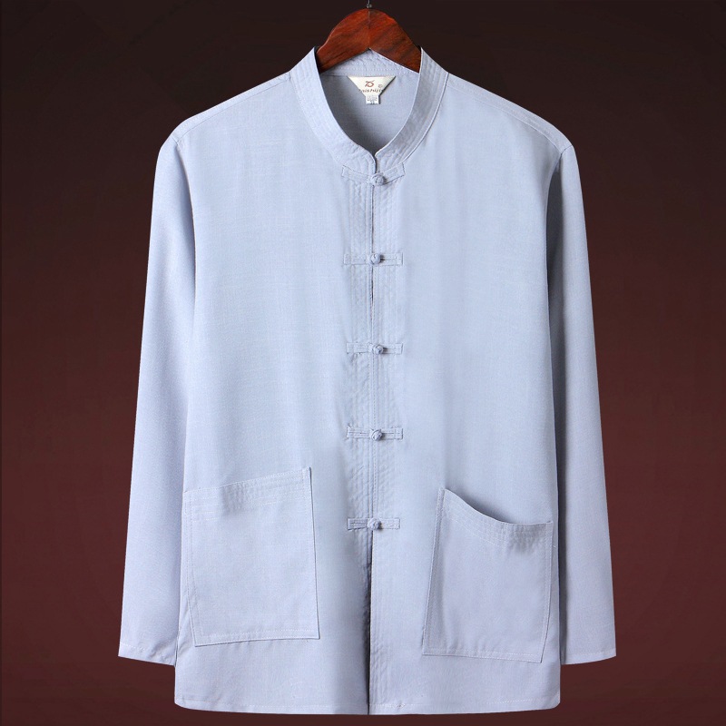 唐装男长袖棉麻上衣爸爸夏装中老年男士爷爷60岁70老人衣服中国风