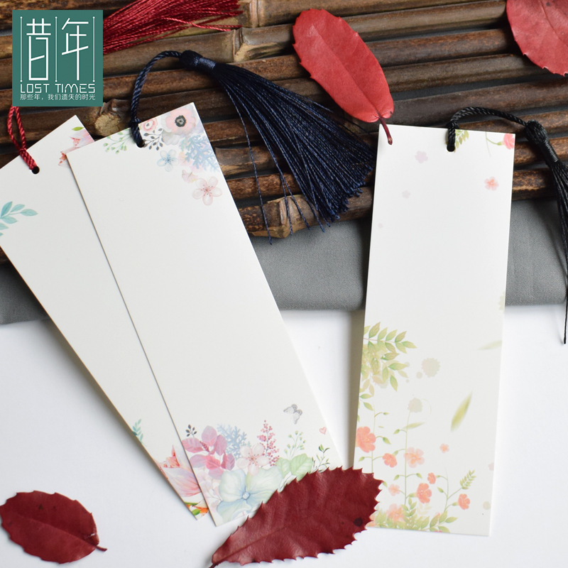 創意古詩詞流蘇書籤空白書籤簡約文藝古風手繪卡片diy送學生禮品