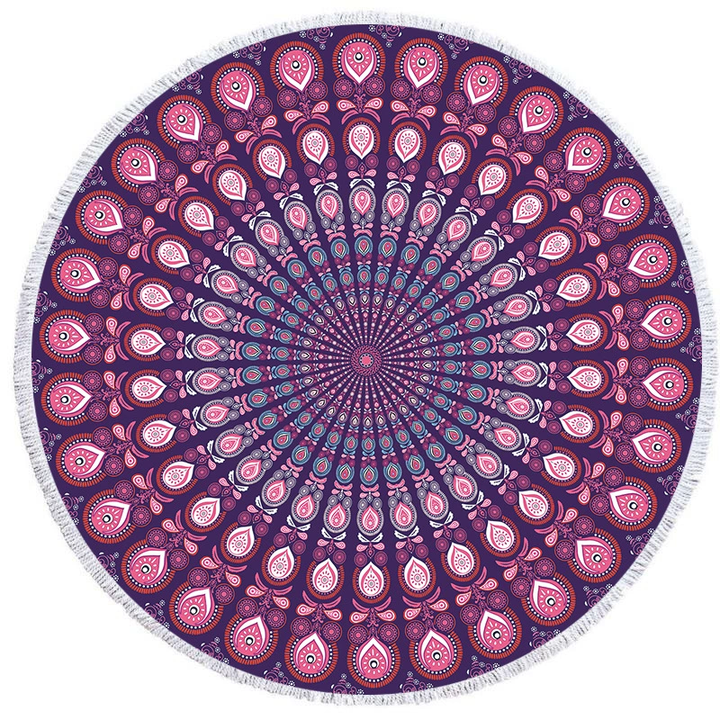 2 день мода волосы Мандала круглый печатных пляжное полотенце из микрофибры пляж Подушка 150 кисточкой края