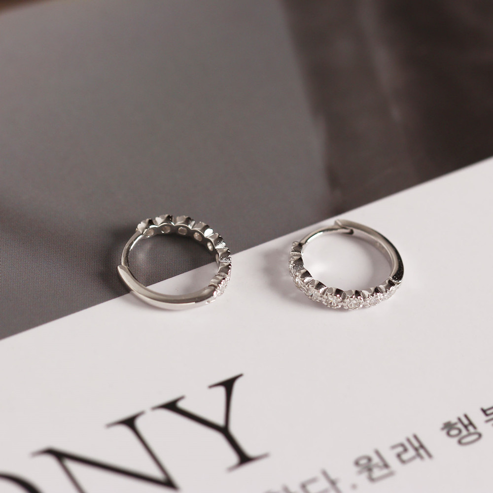 Geometric Fashion 925 Sterling Silver Gem Diamond Earrings display picture 9