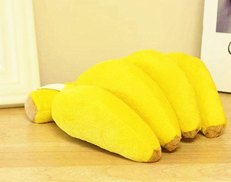 Pet plush banana sound entertainment cleaning toy cat and dog special grinding teeth_voghion.com
