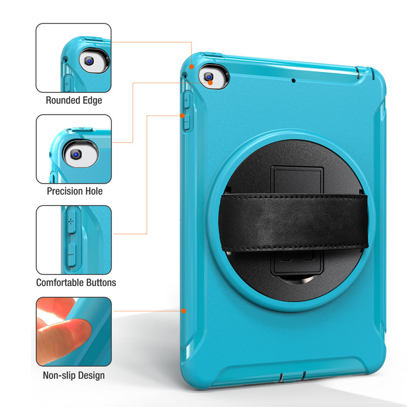Suitable for iPad Mini4 5 leather hand strap PC rotating bracket flat protective case iPad Air Anti-drop leather case