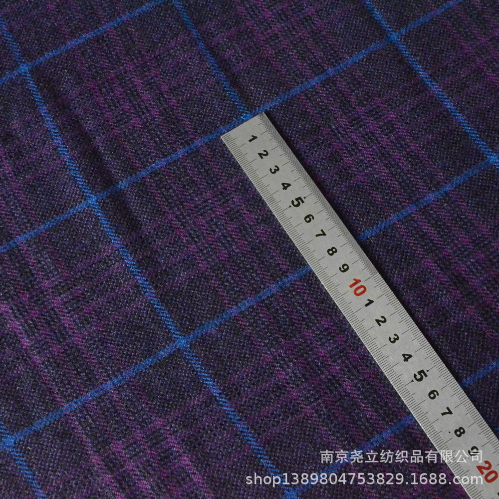 精纺毛料 格精纺毛呢面料 西装面料毛纺面料斜纹呢