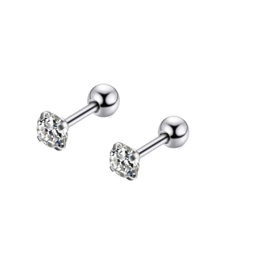Simple Style Geometric Stainless Steel Inlay Zircon Ear Studs 1 Piece display picture 9