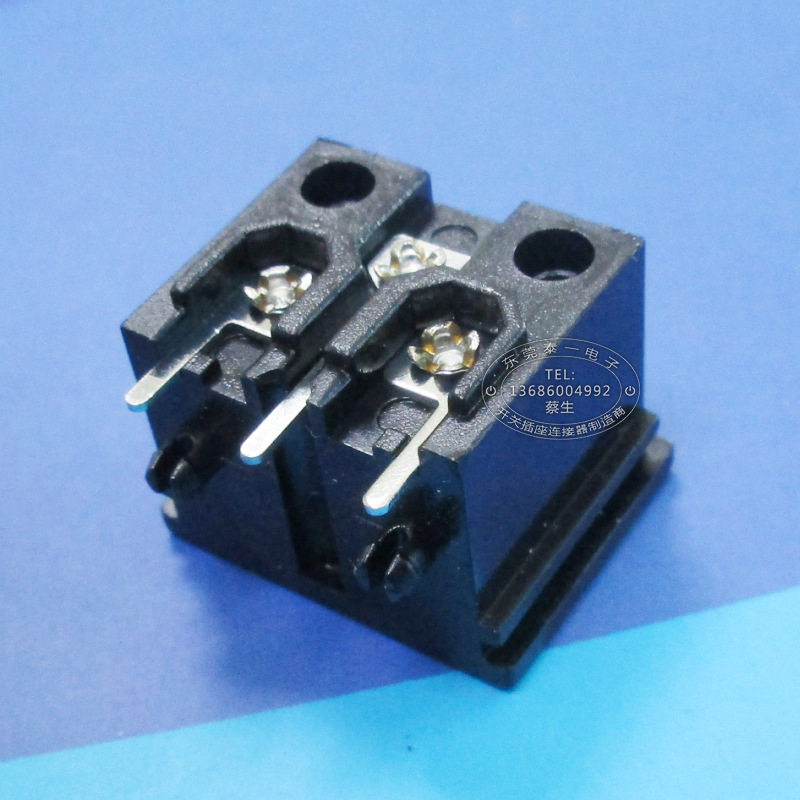 C6全铜小梅花适配器尾插 三芯三脚全铜卧式耐温开关电源插座DB-6
