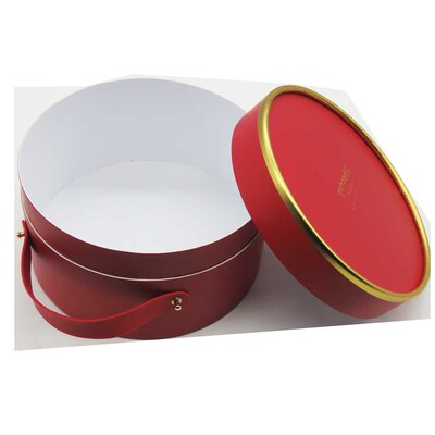 工厂高档新年情人节婚礼红色烫金logo，巧克力手提精致礼品圆盒