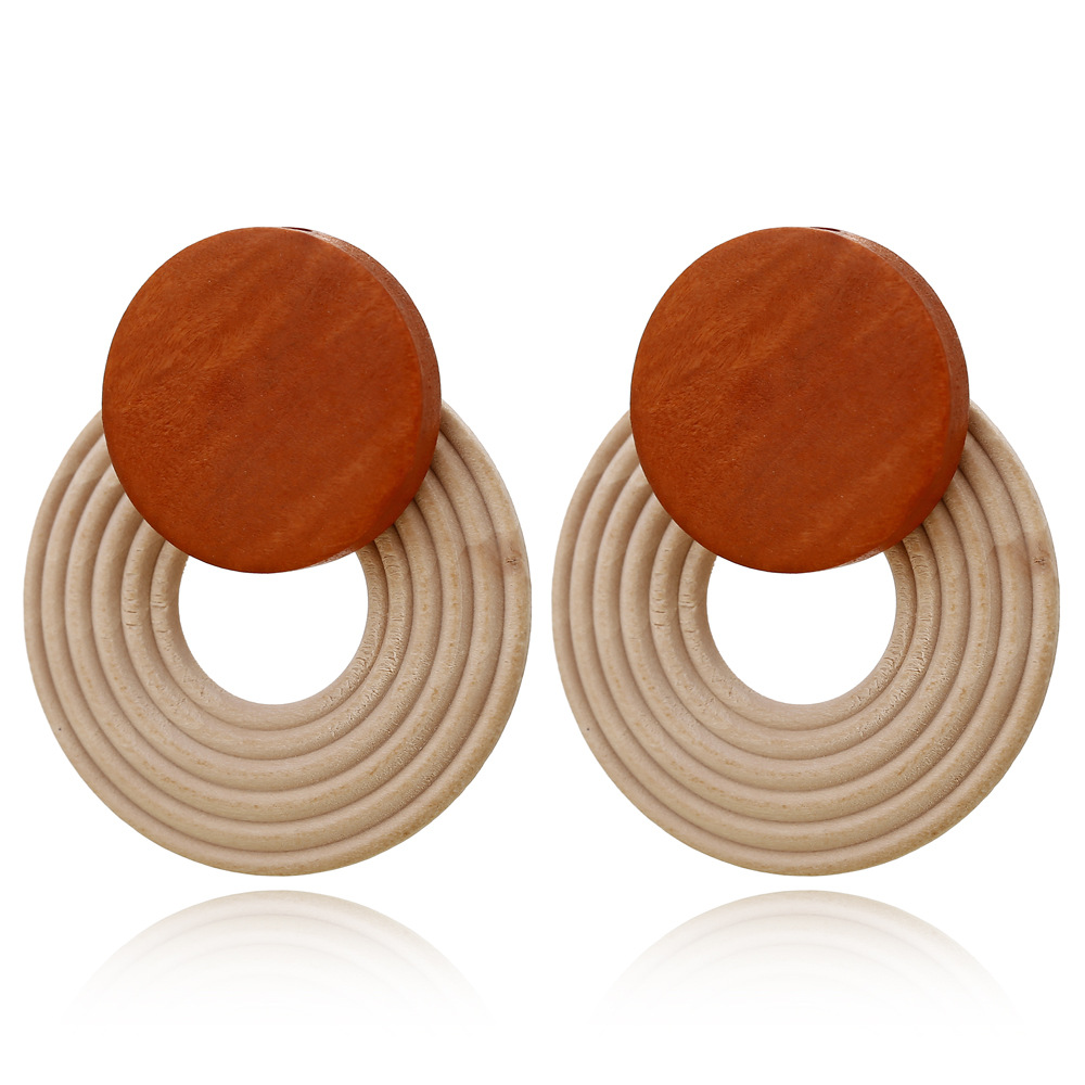 Fashion Circle Wooden Earrings display picture 9