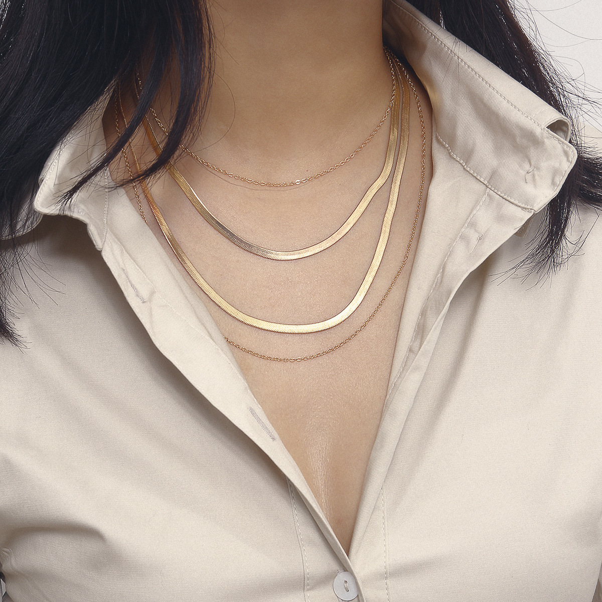 Fashion Thick Cross Chain Punk Geometric Snake Bone Chain Multilayer Necklace display picture 10