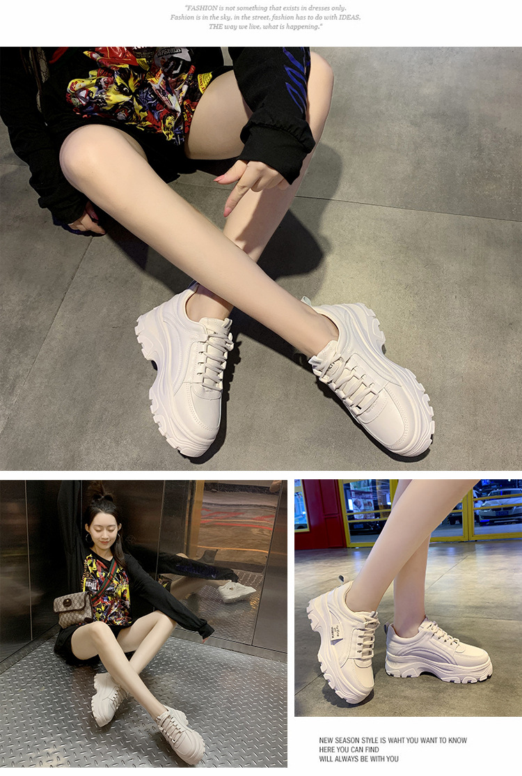 Women's Sports Solid Color Round Toe Chunky Sneakers display picture 16