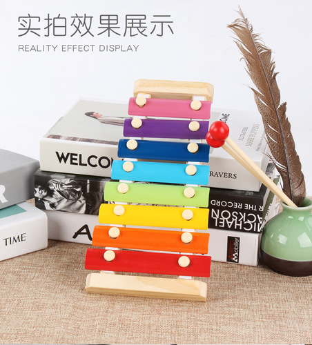 Factory direct sales of eight-note musical instrument wooden baby knocking wooden early education percussion instrument toy street stall supply
