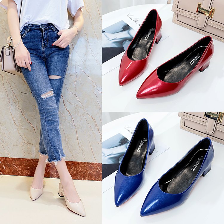 2019 new fashion square toe single shoes...