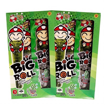 泰國進口零食老板仔烤海苔卷big roll經典原味小食品紫菜卷27g盒
