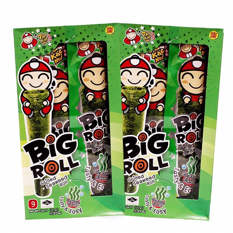 泰國進口零食老板仔烤海苔卷big roll經典原味小食品紫菜卷27g盒