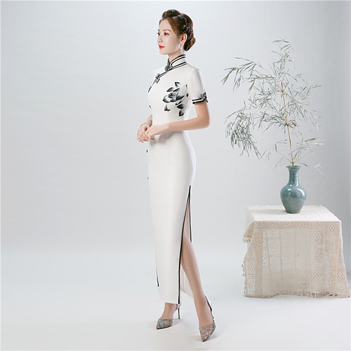 Chinese Dress Qipao for women with lotus and long waist