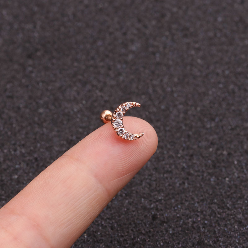 Ear Cartilage Rings & Studs Fashion Star 316 Stainless Steel  Copper Zircon display picture 5