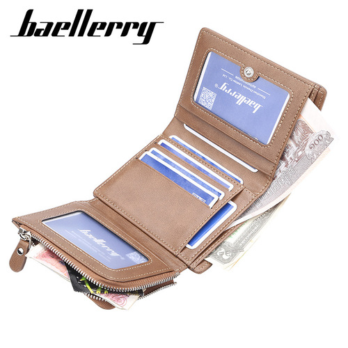 baellerry wallet men's Korean style multi-card slot wallet ultra-thin short zipper buckle wallet card holder card holder