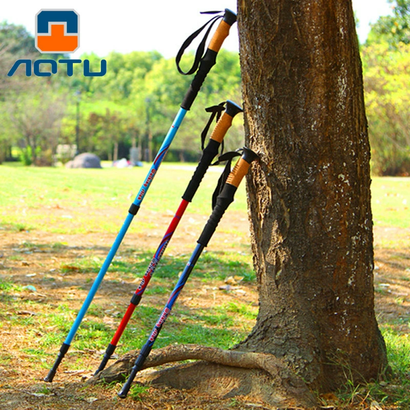 Вогнуто-выпуклая лыжная палка для улицы трехсекционная альпинистская палка карбоновая палка складная трость телескопическая костыль трансграничная AT7557