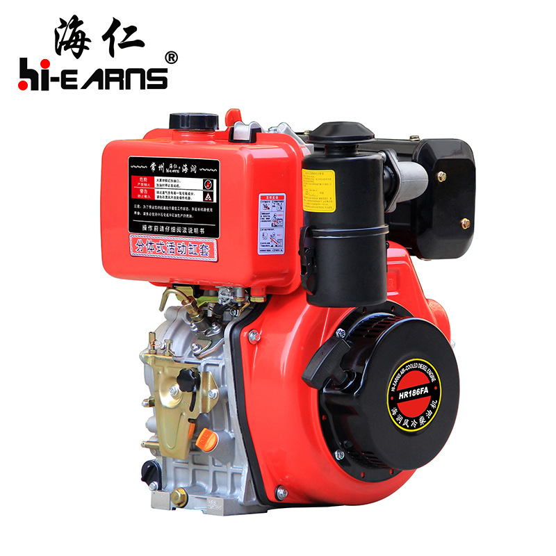 工厂直销 186FAE 10hp 25.4mm 键槽轴电启动单缸风冷柴油机，出口