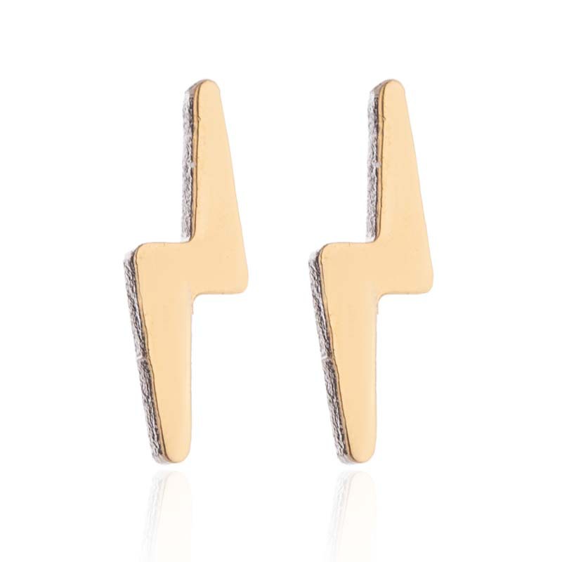 18K Gold Plated Plating Material Earrings, Necklace Classification PVD Coated 18K Gold Real Gold Plated Lightning 201 Stainless Steel Simple Style Waterproof Non Tarnish Earrings Necklace