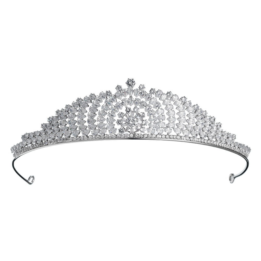 New Baroque Round Alloy Crown  High-end Zircon Crown Bridal Headband display picture 2