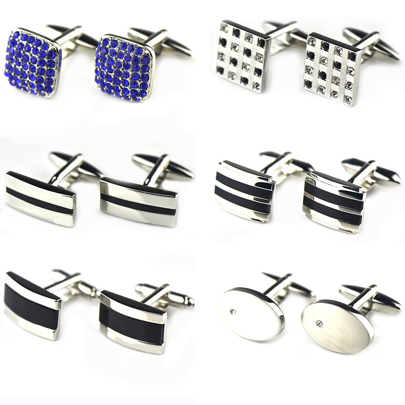 2019新款法式袖扣镶钻石宝石猫眼袖口袖钉法式衬衫扣钉Cufflinks