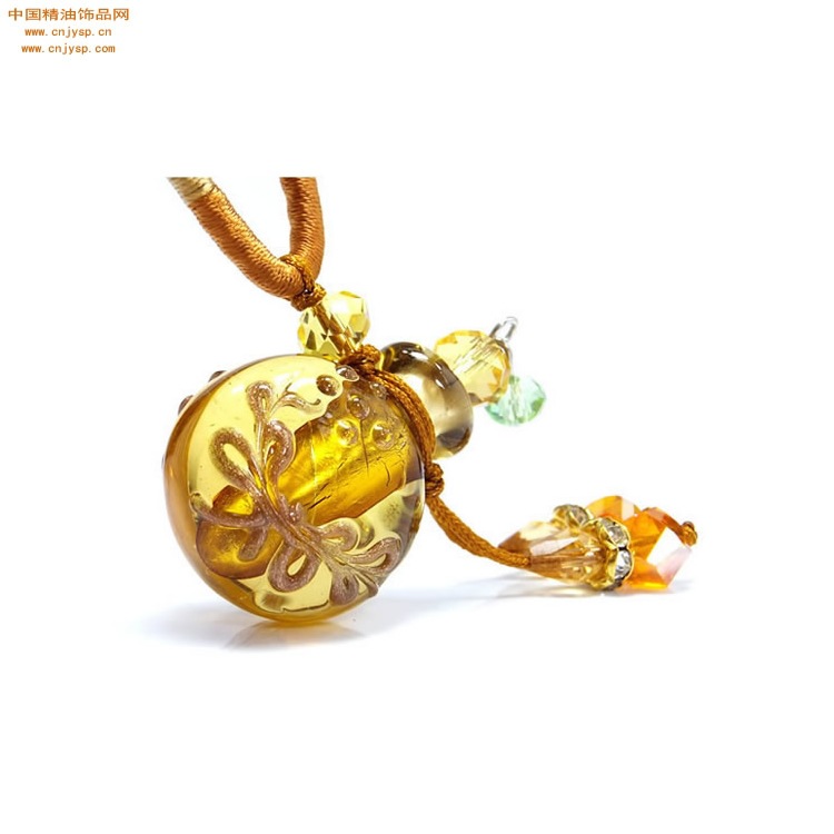 中国精油饰品网金黄色椭圆巴洛克细致双扣绳项链1.jpg