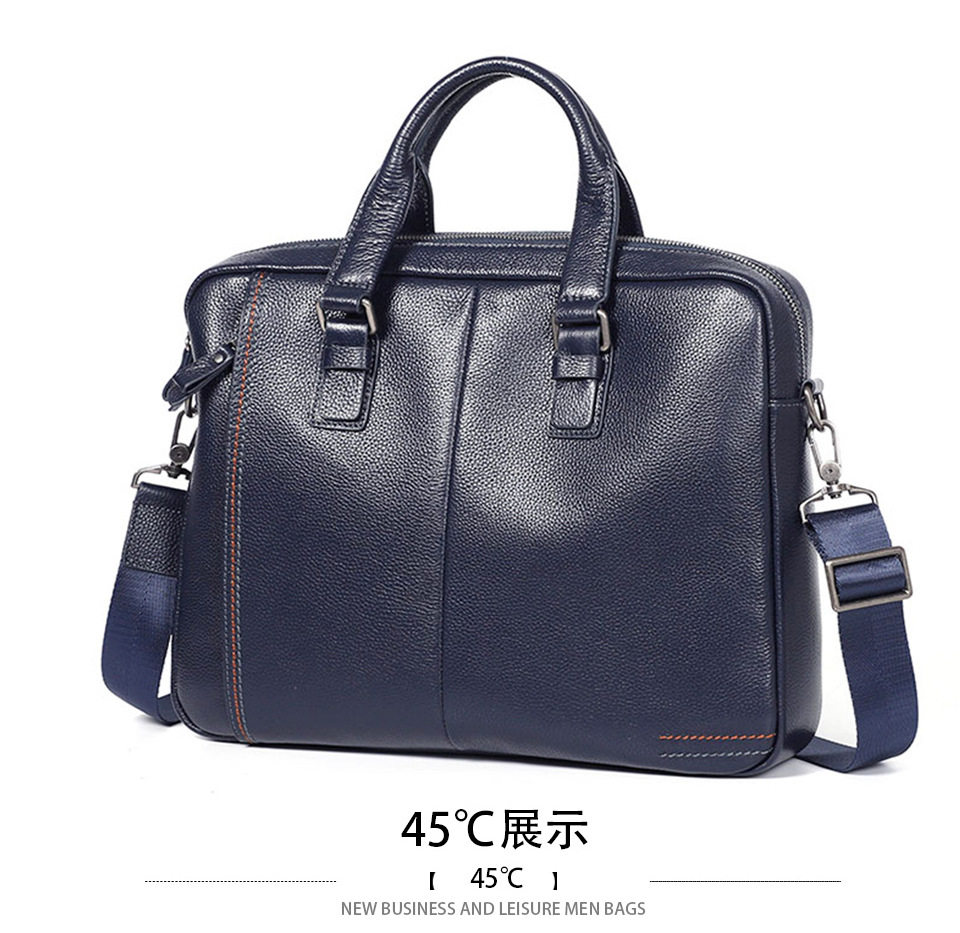 Túi xách tay nam da bò lớp đầu 28×38×8 cm kiêm túi đeo chéo, đựng laptop 13 inch — Màu cà phê, Màu xanh lam, Màu đen chi tiết 25