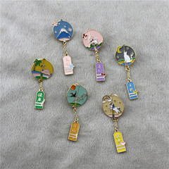 Cute Girl Alloy Wind Chime Illustration Droplet Brooch Cartoon Fresh Style Clothes Bags Accessories for Women
