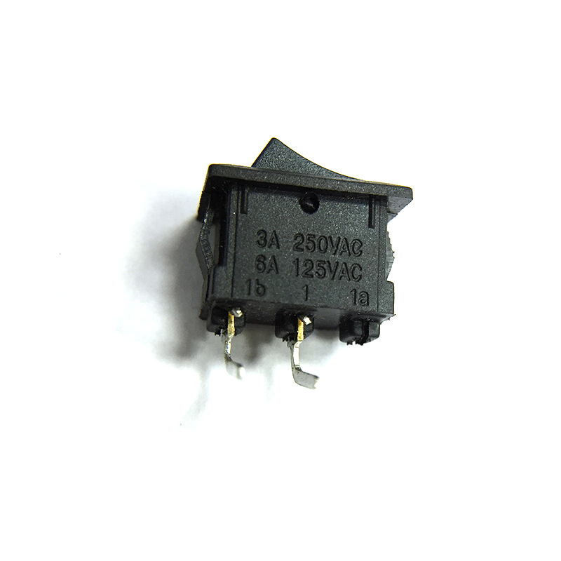 船型小开关2档2弯脚铜翘板迷你电源开关 尺寸10*15MM 3A250V 黑色