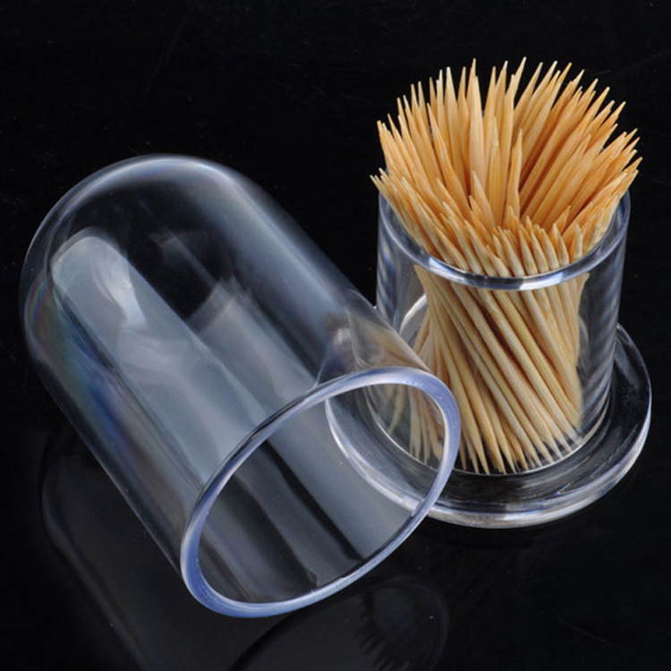 De gama alta de acrílico palillo titular puede ronda palillo de dientes caja de plástico transparente restaurante occidental palillo de dientes titular LOGO para mayoristas