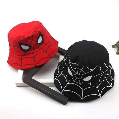 European and American Cartoon Spider-Man Fisherman Hat Versatile Boys and Girls Hats Autumn and Winter Children's Hats Large Brim Basin Hat Wholesale