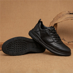 Men's first-layer cowhide thick-soled shoes, comfortable and breathable low-top casual shoes, shallow rubber outsole business leather shoes