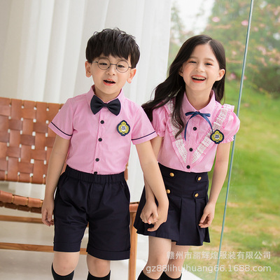 new pattern kindergarten Park service pupil summer Short sleeved school uniform British style children pure cotton college suit