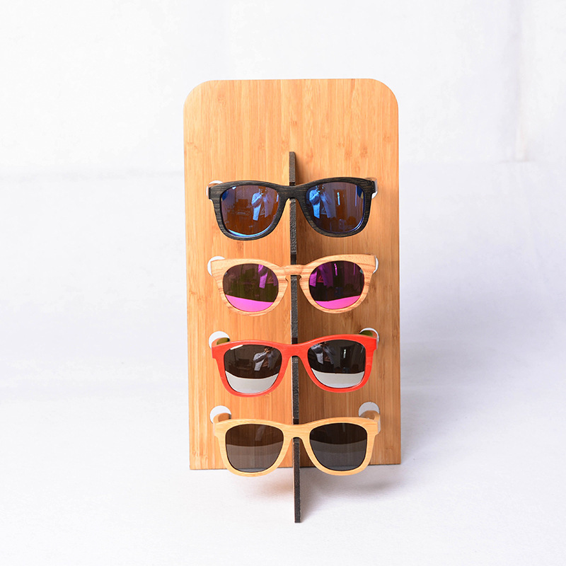 Factory direct new bamboo glasses four pairs of full bamboo display stand vertical multi-layer glasses frame can be customized size Factory direct new bamboo glasses four pairs of full bamboo display stand vertical multi-layer glasses frame can be customized size
