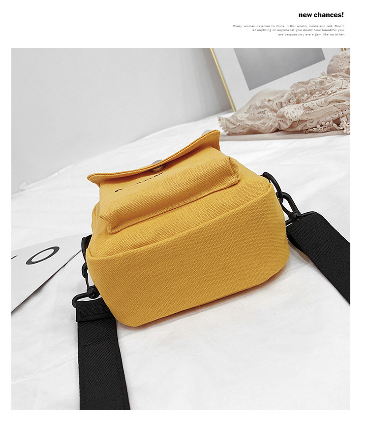 255g Weight Polyester Lining Material Zipper Closure Type Single Shoulder Strap Strap Type Phone Wallet Bags Type Casual, Sports Occasion Canvas Material Letter Pattern All Seasons Season Unisex Gender Vintage Style Style Square Shape White, Yellow, Black Color Small Size New Trendy Fashion Retro Shoulder Bag 9