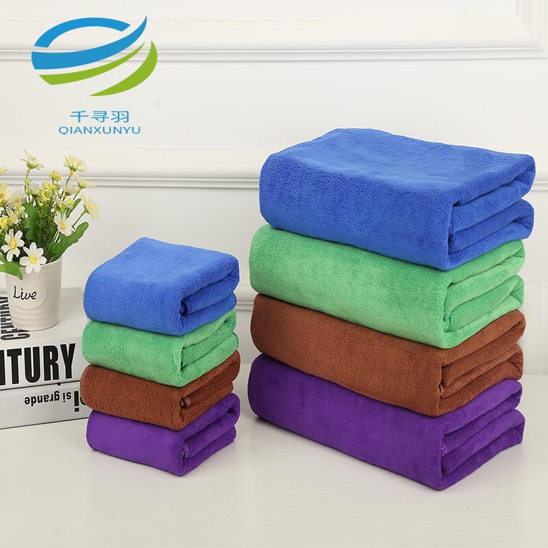 Factory wholesale 420g 30*70 fiber car wash towel thickened absorbent car towel dry hair towel supplies