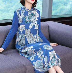 silk dress new spring dress noble medium long improved cheongsam 